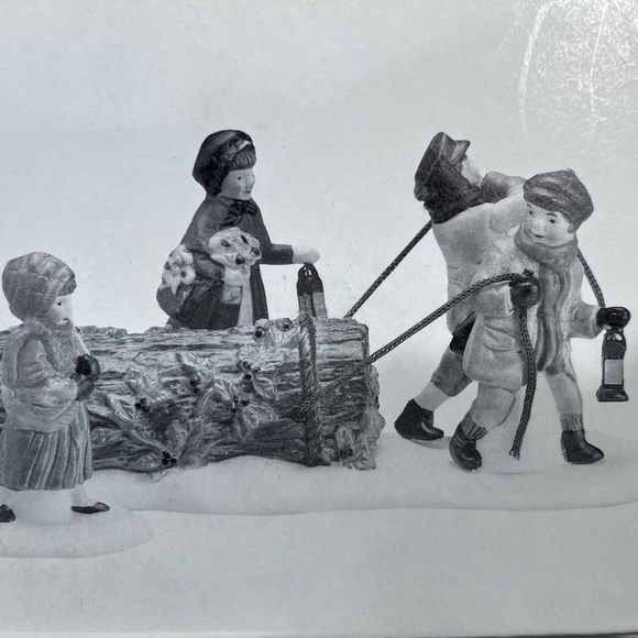 Department 56 “Bringing Home the Yule Log” - Hand Painted Porcelain Figurines